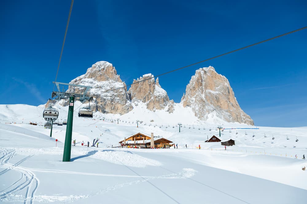 Skigebied Val di Fassa in de Dolomieten in Itali&euml;