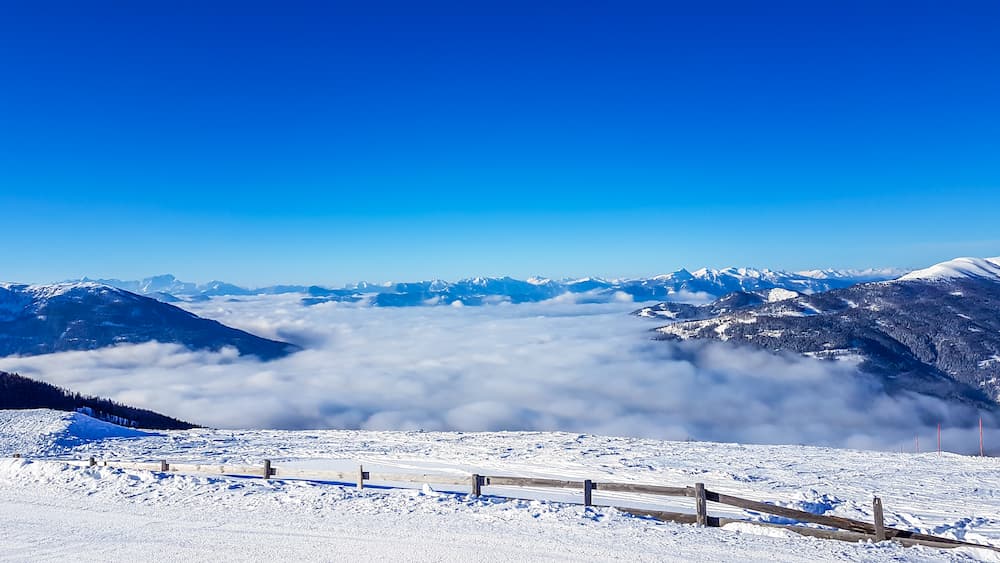 Wintersport in Bad Kleinkirchheim in Oostenrijk: uitzicht