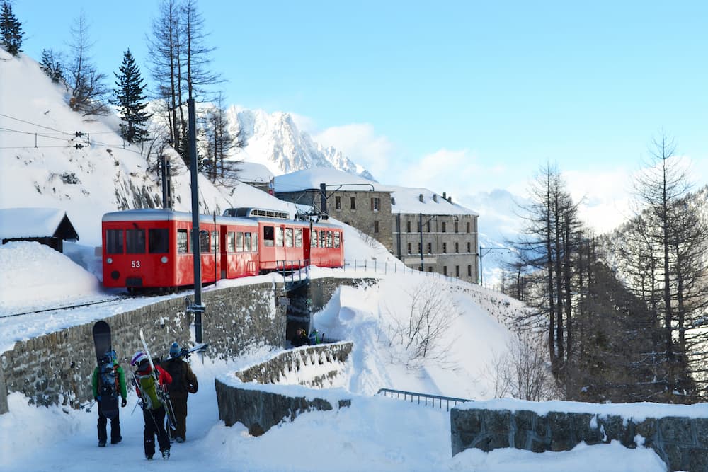 Elektrische tram in Chamonix in Frankrijk