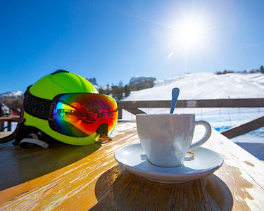Koffiepauze wintersport Dolomieten Italië