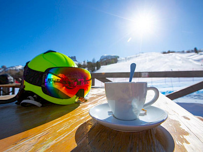 Koffiepauze wintersport Dolomieten Italië