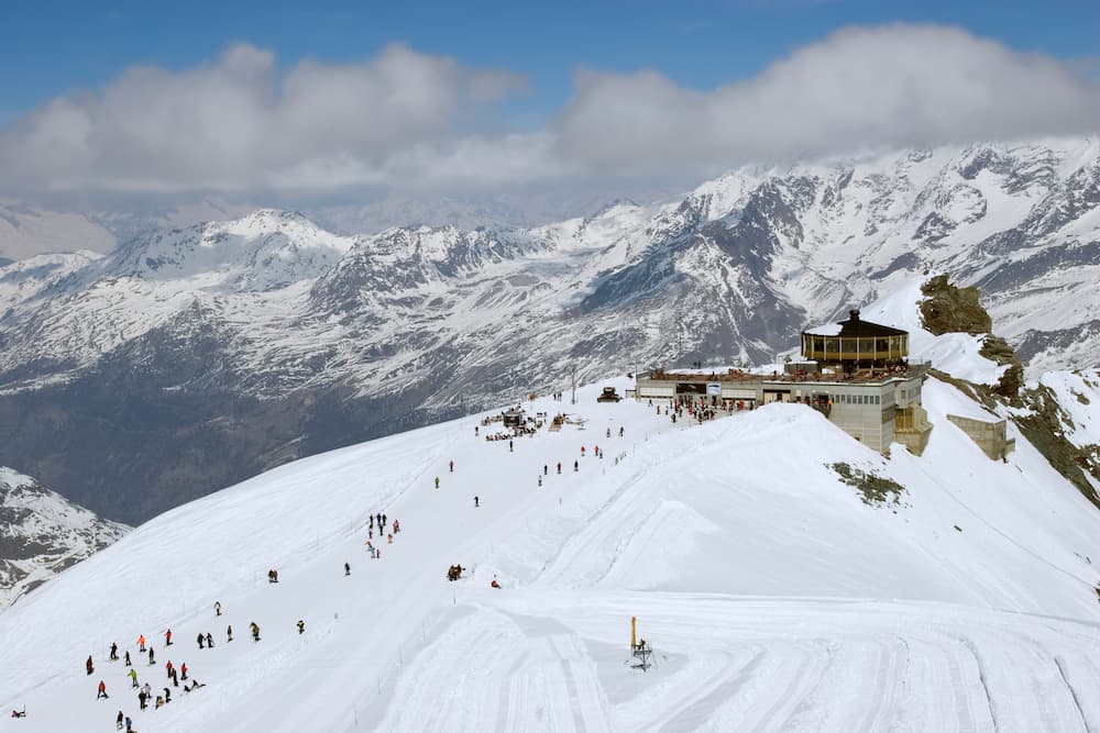 Wintersport in Saas-Fee in Zwitserland: piste